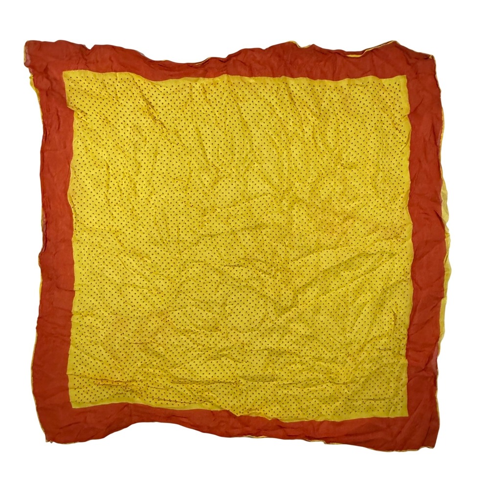 VTG Polka Dot Scarf Womens Yellow & Red Retro Rockabilly Pinup Mod Neckerchief